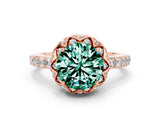 Rose gold Round Cut Green Sapphire Scalloped Halo Engagement Ring with Round Shared Prong Band_24