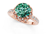 Rose gold Round Cut Green Sapphire Scalloped Halo Engagement Ring with Round Shared Prong Band_25