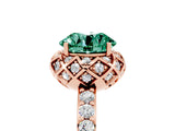 Rose gold Round Cut Green Sapphire Scalloped Halo Engagement Ring with Round Shared Prong Band_29