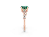 Rose gold Round Cut Green Sapphire Scattered Round Accent Ring with Prong Setting_14