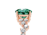 Rose gold Round Cut Green Sapphire Scattered Round Accent Ring with Prong Setting_17
