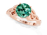 Rose gold Round Cut Green Sapphire Solitaire Celtic Knot Ring with Four-Prong Setting_13