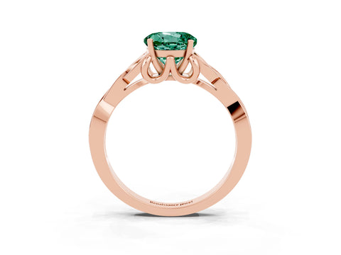 Rose gold Round Cut Green Sapphire Solitaire Celtic Knot Ring with Four-Prong Setting_15