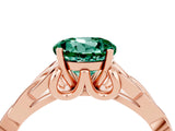 Rose gold Round Cut Green Sapphire Solitaire Celtic Knot Ring with Four-Prong Setting_16