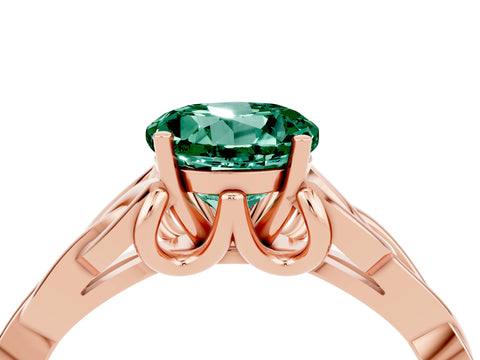 Rose gold Round Cut Green Sapphire Solitaire Celtic Knot Ring with Four-Prong Setting_16