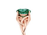 Rose gold Round Cut Green Sapphire Solitaire Celtic Knot Ring with Four-Prong Setting_17