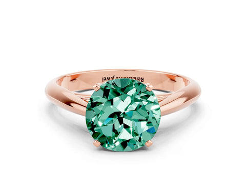 Rose gold Round Cut Green Sapphire Solitaire Engagement Ring with Cathedral Setting and Four-Prong Mount_12