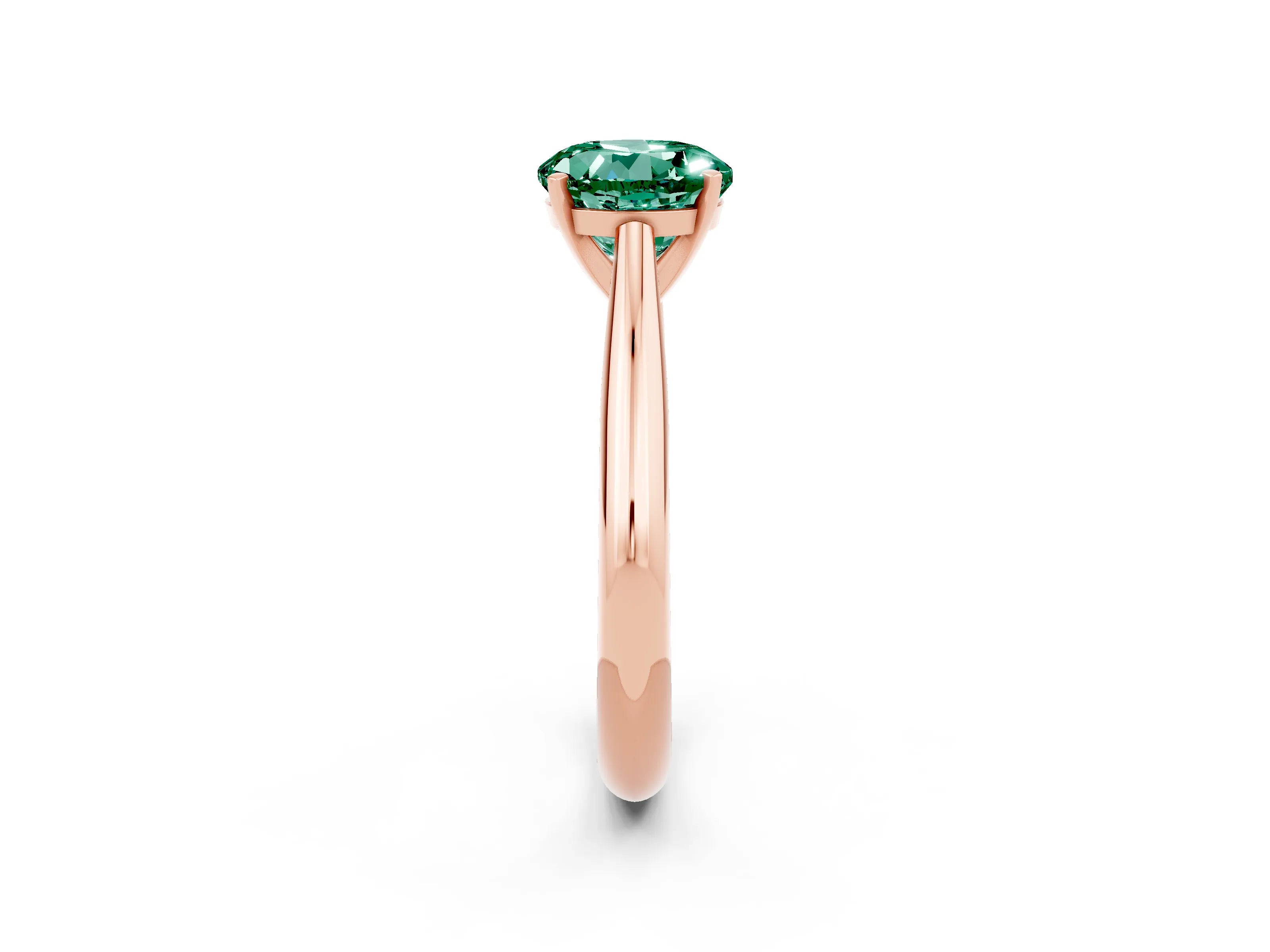 Rose gold Round Cut Green Sapphire Solitaire Engagement Ring with Cathedral Setting and Four-Prong Mount_14