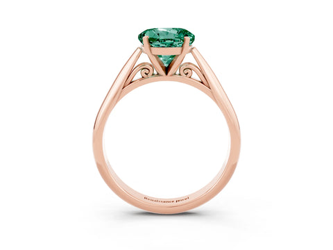 Rose gold Round Cut Green Sapphire Solitaire Engagement Ring with Cathedral Setting and Four-Prong Mount_15