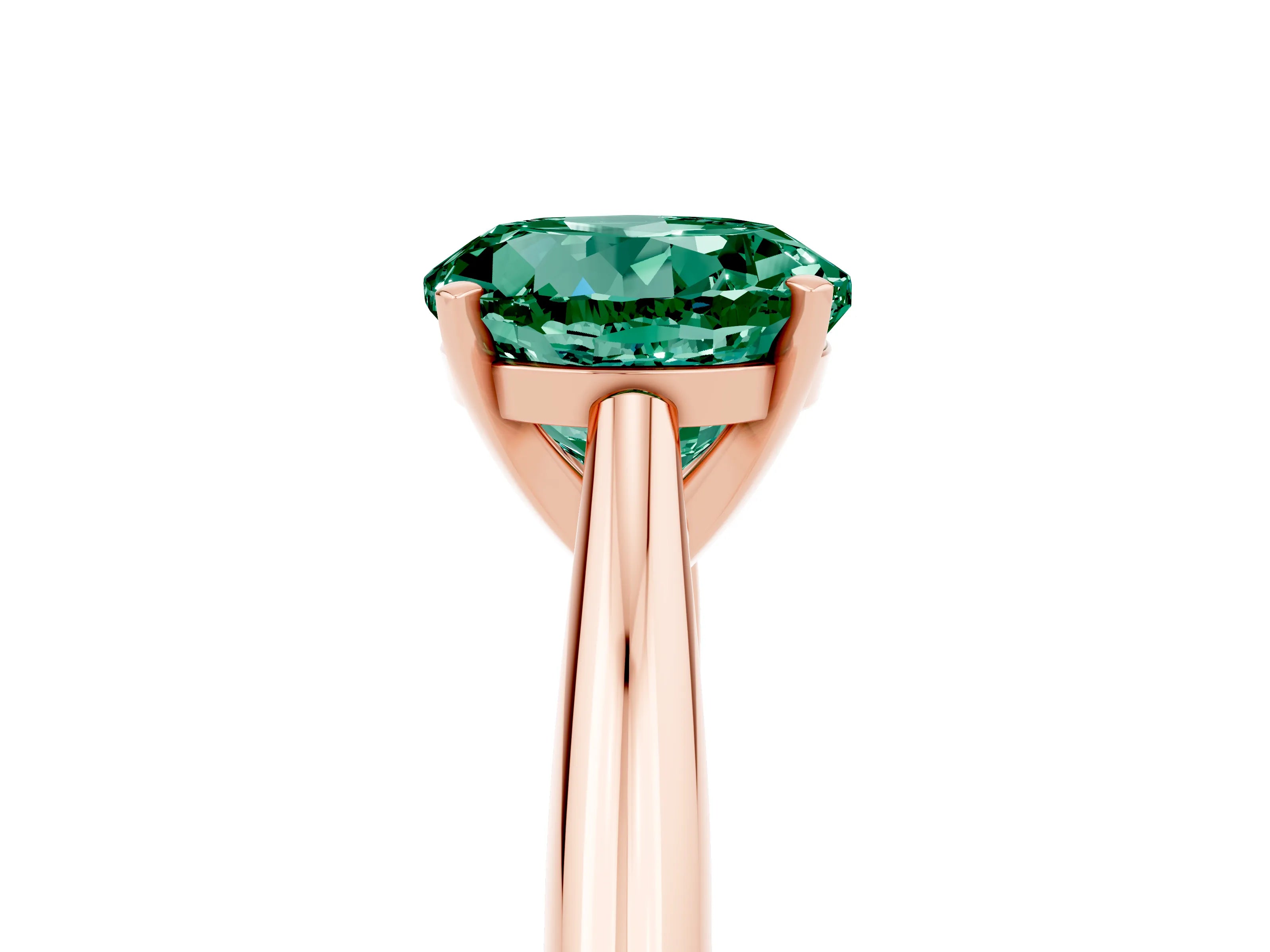 Rose gold Round Cut Green Sapphire Solitaire Engagement Ring with Cathedral Setting and Four-Prong Mount_17