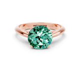 Rose gold Round Cut Green Sapphire Solitaire Engagement Ring with Cathedral Setting and Four-Prong Mount_24