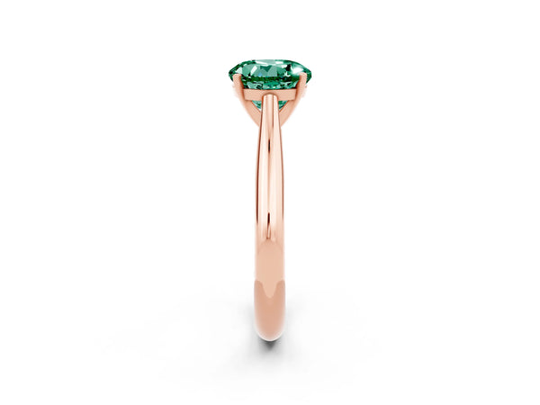 Rose gold Round Cut Green Sapphire Solitaire Engagement Ring with Cathedral Setting and Four-Prong Mount