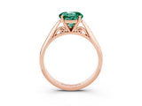 Rose gold Round Cut Green Sapphire Solitaire Engagement Ring with Cathedral Setting and Four-Prong Mount_27