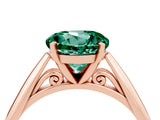 Rose gold Round Cut Green Sapphire Solitaire Engagement Ring with Cathedral Setting and Four-Prong Mount_28