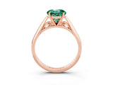 Rose gold Round Cut Green Sapphire Solitaire Engagement Ring with Cathedral Setting and Four-Prong Mount_75