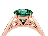 Rose gold Round Cut Green Sapphire Solitaire Engagement Ring with Cathedral Setting and Four-Prong Mount_76