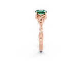 Rose gold Round Cut Green Sapphire Solitaire Engagement Ring with Celtic Knot Band and Four-Prong Setting_2