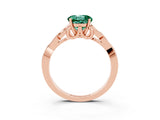 Rose gold Round Cut Green Sapphire Solitaire Engagement Ring with Celtic Knot Band and Four-Prong Setting_3