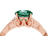 Rose gold Round Cut Green Sapphire Solitaire Engagement Ring with Celtic Knot Band and Four-Prong Setting_4
