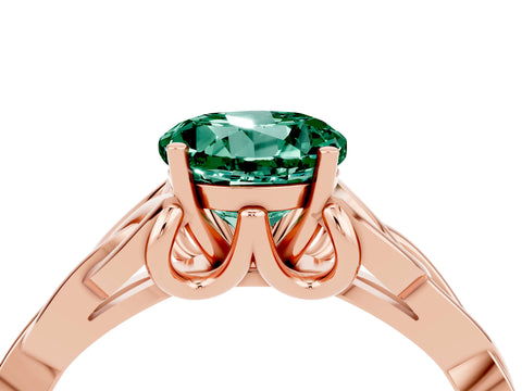 Rose gold Round Cut Green Sapphire Solitaire Engagement Ring with Celtic Knot Band and Four-Prong Setting_4