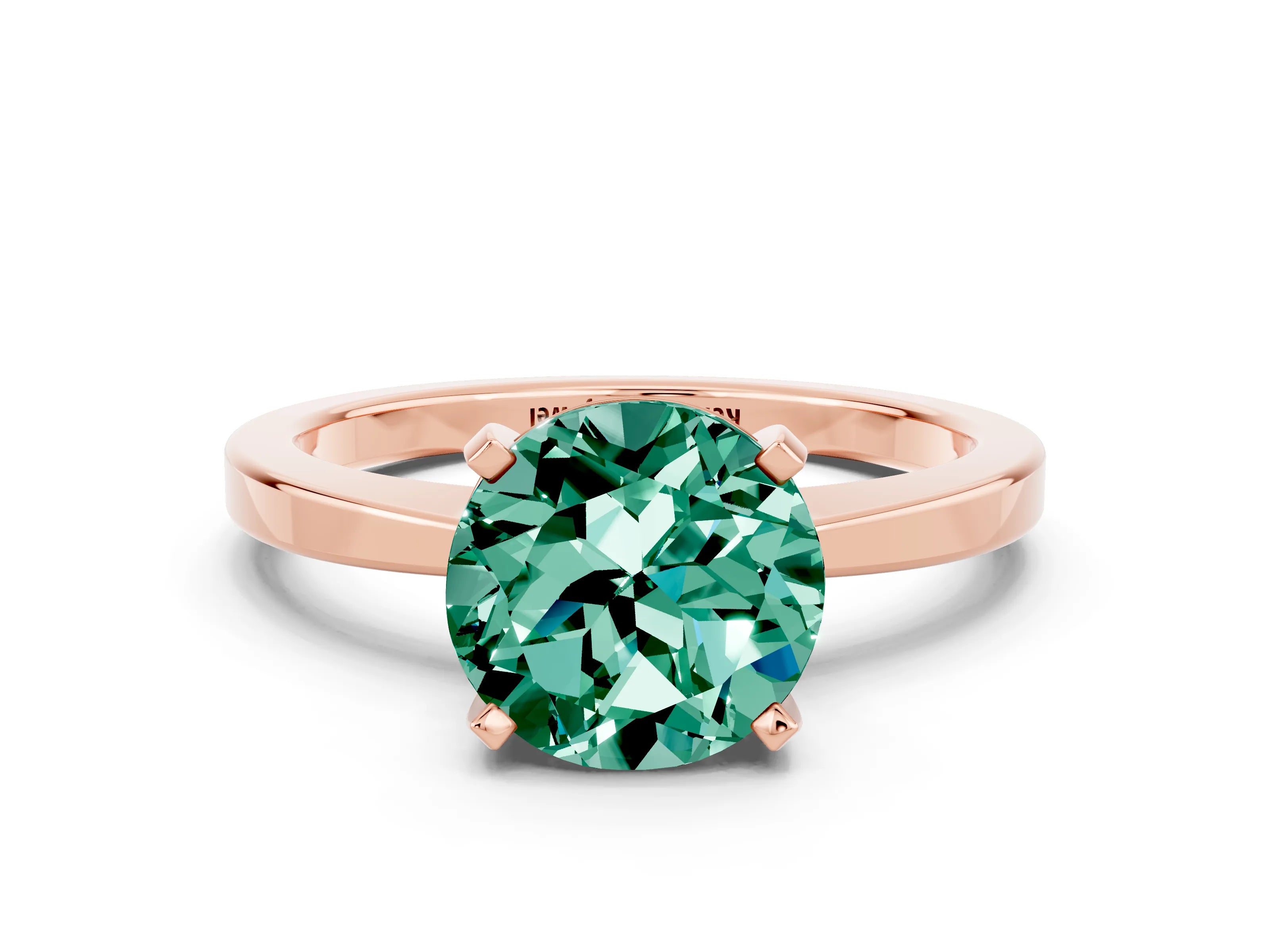 Rose gold Round Cut Green Sapphire Solitaire Engagement Ring with Classic Band and Four-Prong Setting_24