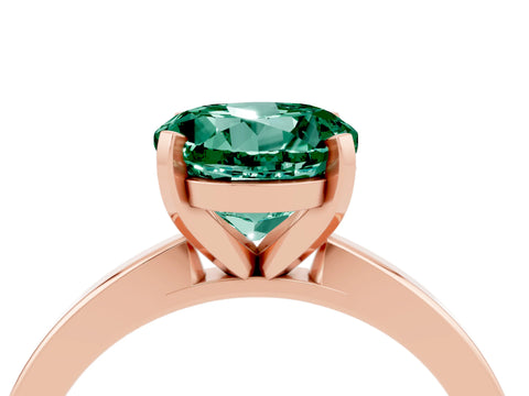 Rose gold Round Cut Green Sapphire Solitaire Engagement Ring with Classic Band and Four-Prong Setting_28