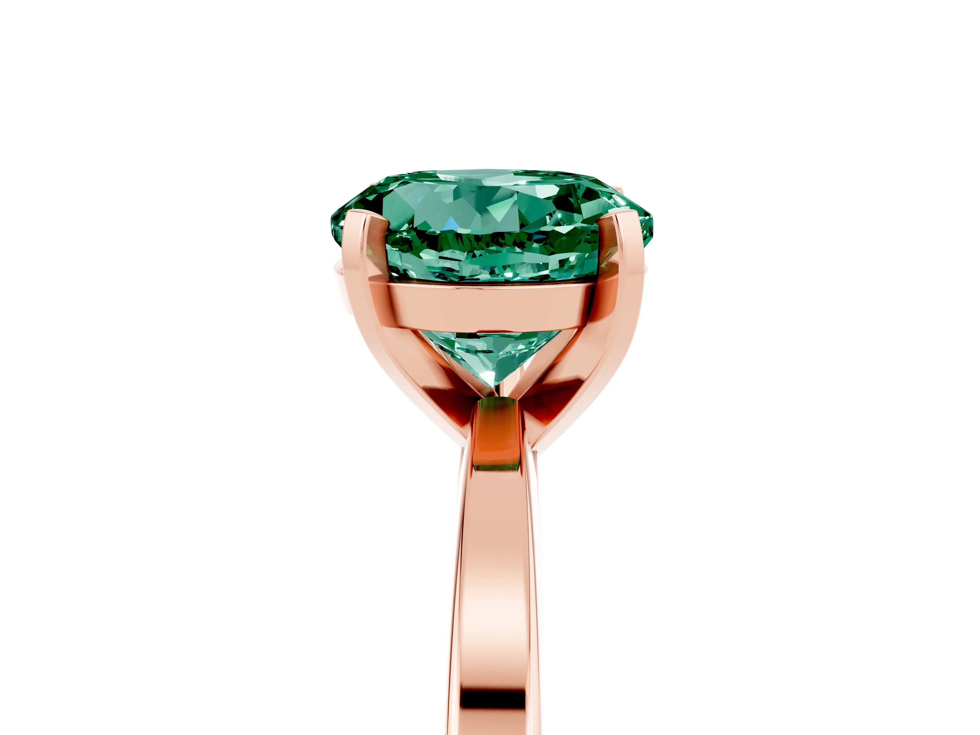 Rose gold Round Cut Green Sapphire Solitaire Engagement Ring with Classic Band and Four-Prong Setting_29