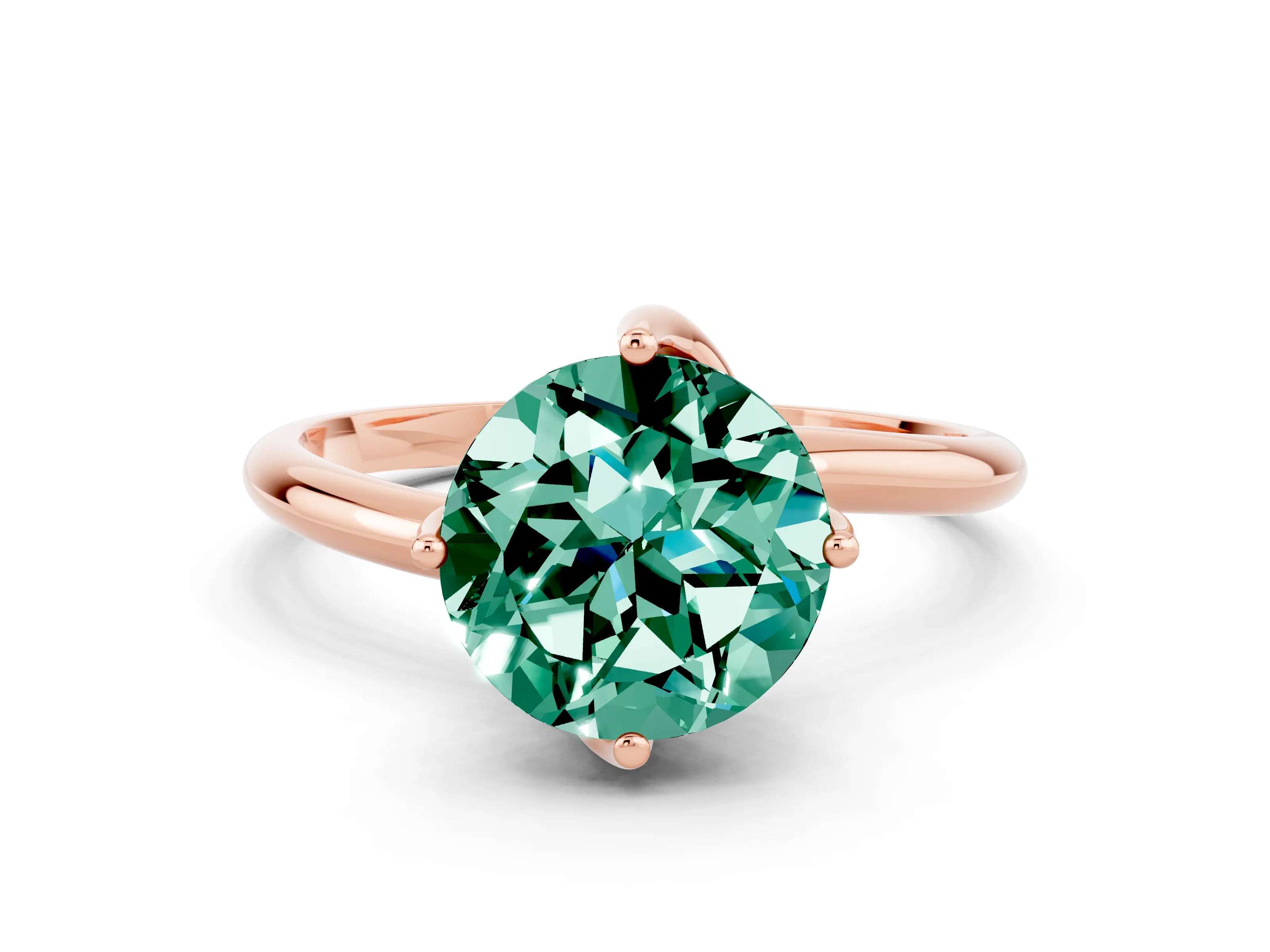 Rose gold Round Cut Green Sapphire Solitaire Engagement Ring with Four-Prong Setting and Classic Band_12