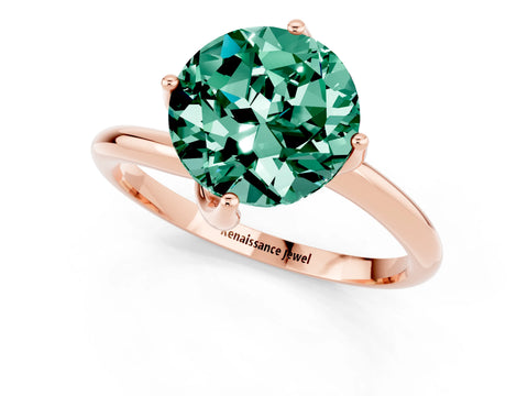 Rose gold Round Cut Green Sapphire Solitaire Engagement Ring with Four-Prong Setting and Classic Band_13