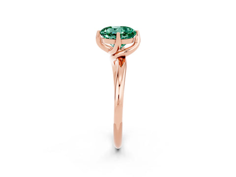 Rose gold Round Cut Green Sapphire Solitaire Engagement Ring with Four-Prong Setting and Classic Band_14