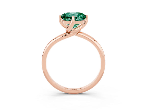 Rose gold Round Cut Green Sapphire Solitaire Engagement Ring with Four-Prong Setting and Classic Band