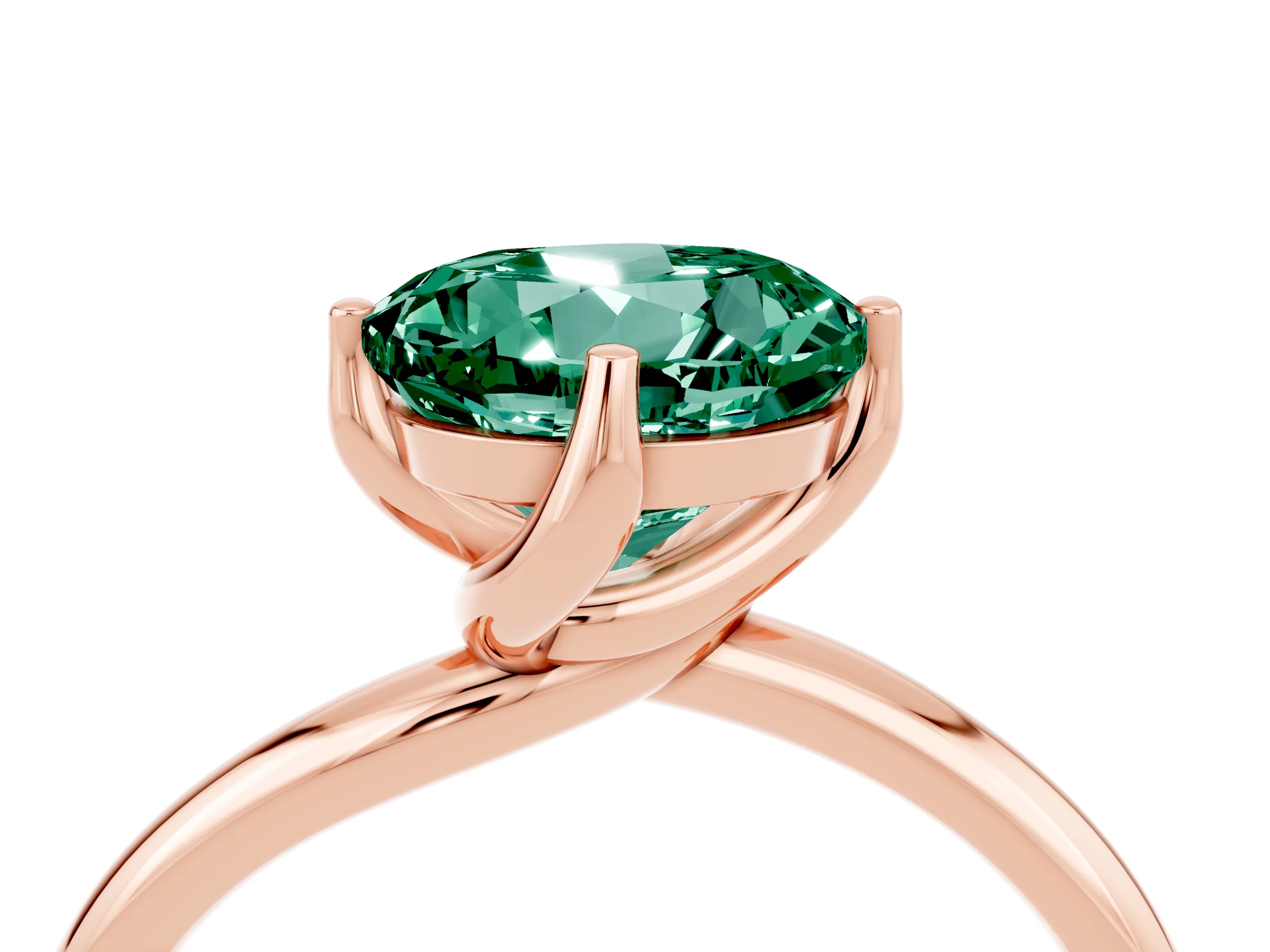 Rose gold Round Cut Green Sapphire Solitaire Engagement Ring with Four-Prong Setting and Classic Band_16