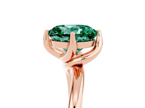 Rose gold Round Cut Green Sapphire Solitaire Engagement Ring with Four-Prong Setting and Classic Band_17