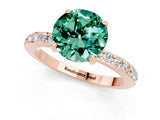 Rose gold Round Cut Green Sapphire Solitaire Engagement Ring with Pavé Band and Four-Prong Setting_1