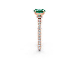 Rose gold Round Cut Green Sapphire Solitaire Engagement Ring with Pavé Band and Four-Prong Setting_2