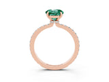 Rose gold Round Cut Green Sapphire Solitaire Engagement Ring with Pavé Band and Four-Prong Setting_3
