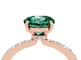 Rose gold Round Cut Green Sapphire Solitaire Engagement Ring with Pavé Band and Four-Prong Setting_4