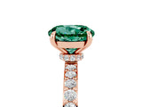 Rose gold Round Cut Green Sapphire Solitaire Engagement Ring with Pavé Band and Four-Prong Setting_5