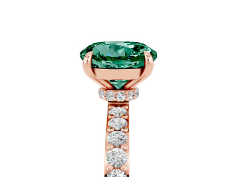 Rose gold Round Cut Green Sapphire Solitaire Engagement Ring with Pavé Band and Four-Prong Setting_5