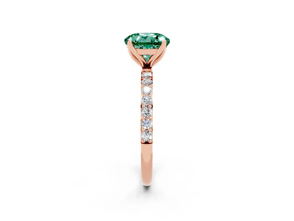 Rose gold Round Cut Green Sapphire Solitaire Engagement Ring with Round  Pavé Band and Prong Setting