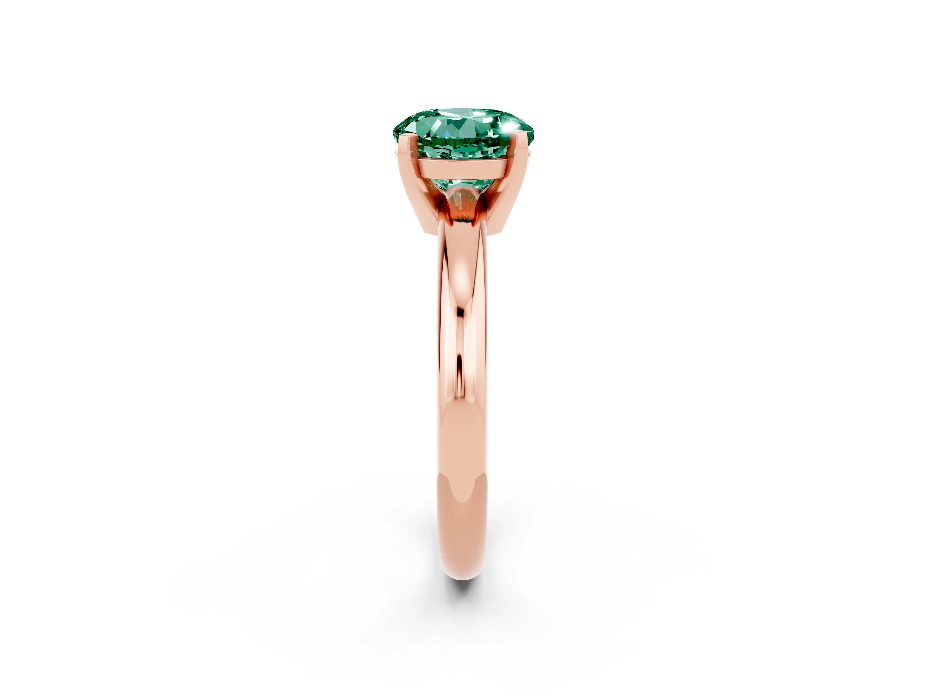 Rose gold Round Cut Green Sapphire Solitaire Engagement Ring with Round Band and Four-Prong Setting_2
