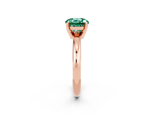 Rose gold Round Cut Green Sapphire Solitaire Engagement Ring with Round Band and Four-Prong Setting
