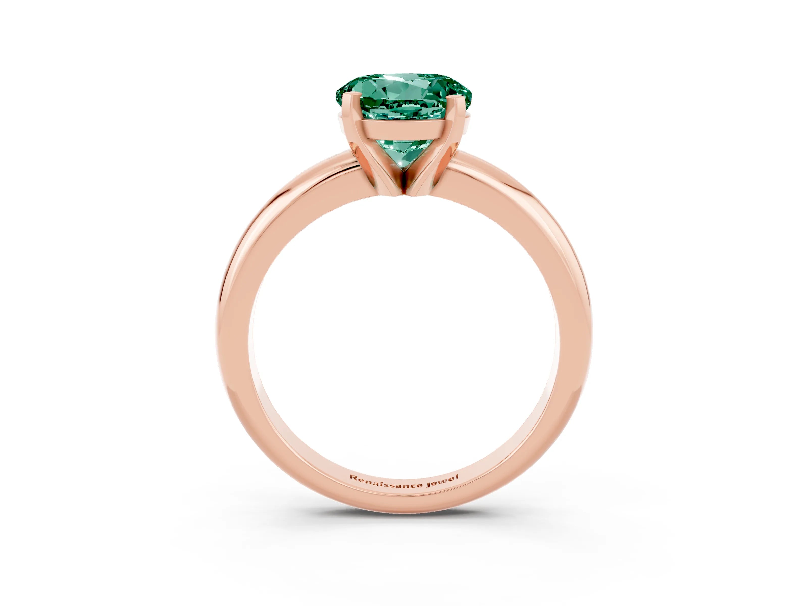 Rose gold Round Cut Green Sapphire Solitaire Engagement Ring with Round Band and Four-Prong Setting_3
