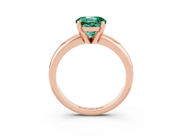 Rose gold Round Cut Green Sapphire Solitaire Engagement Ring with Round Band and Four-Prong Setting