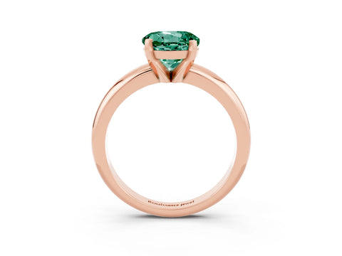 Rose gold Round Cut Green Sapphire Solitaire Engagement Ring with Round Band and Four-Prong Setting_3