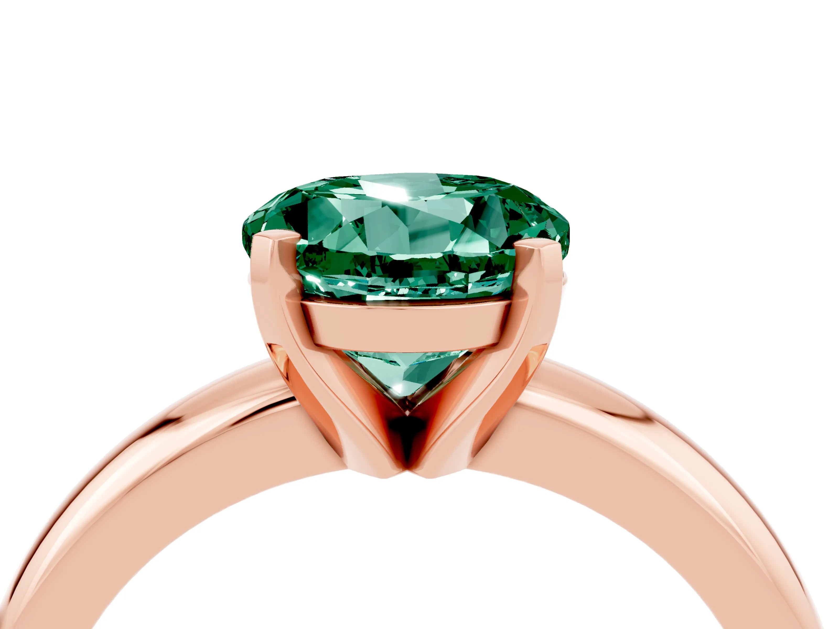 Rose gold Round Cut Green Sapphire Solitaire Engagement Ring with Round Band and Four-Prong Setting_4