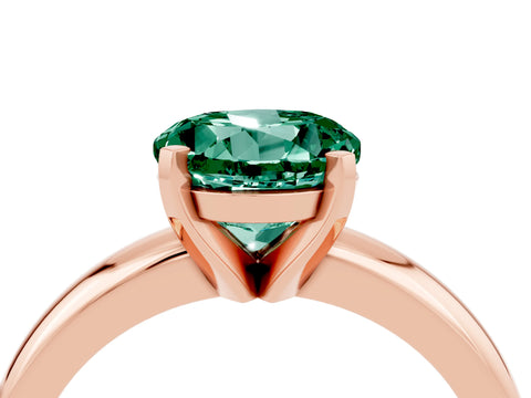Rose gold Round Cut Green Sapphire Solitaire Engagement Ring with Round Band and Four-Prong Setting_4