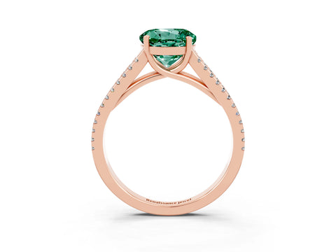 Rose gold Round Cut Green Sapphire Solitaire Engagement Ring with Split Shank Pavé Band_3