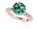 Rose gold Round Cut Green Sapphire Solitaire Pavé Band with Four-Prong Setting_1