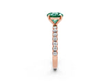 Rose gold Round Cut Green Sapphire Solitaire Pavé Band with Four-Prong Setting_2